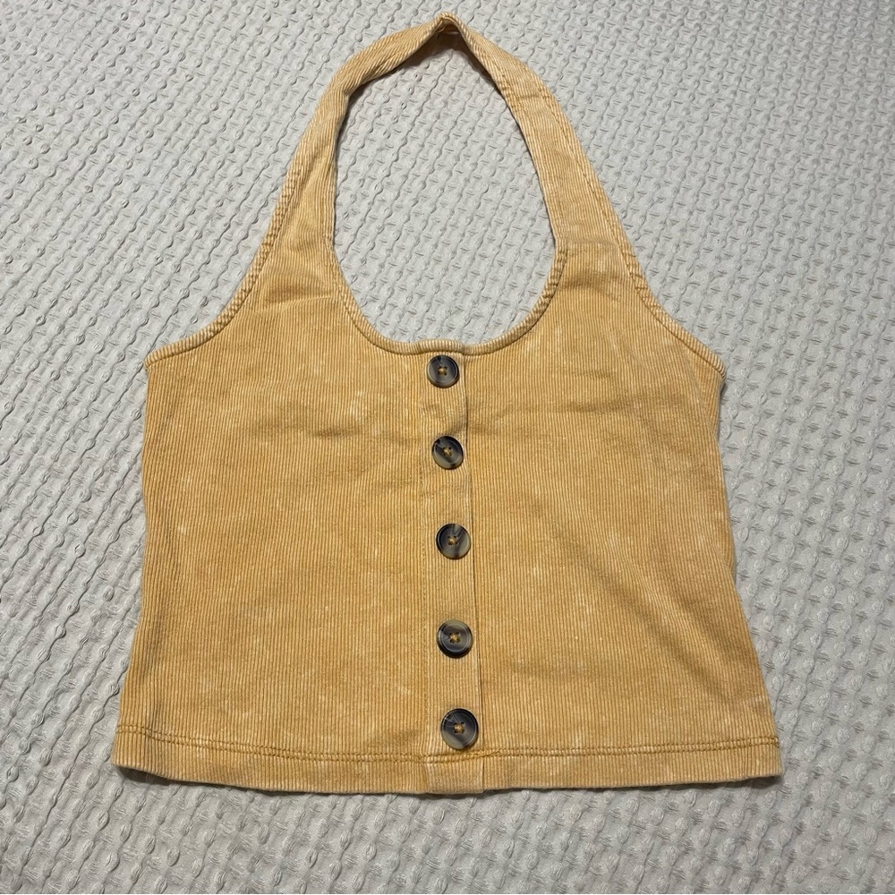Yellow halter crop top